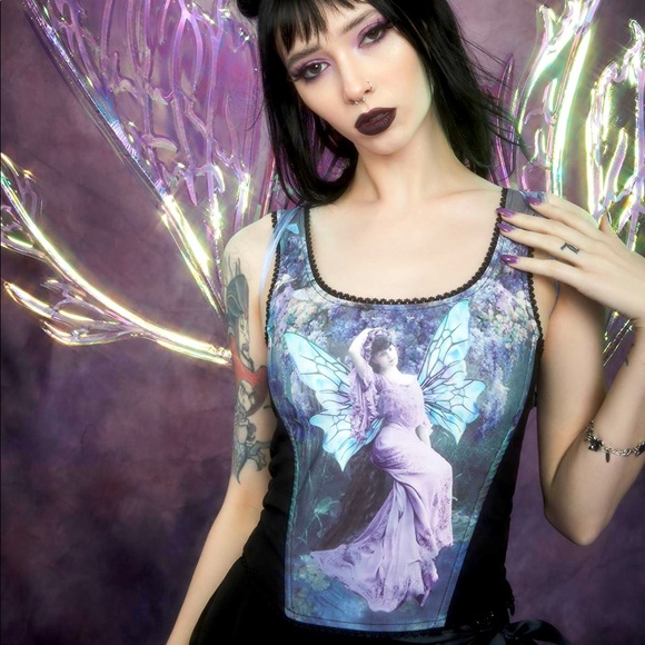 Dolls Kill: Ink and Feather Portrait Print Bodice - Picture 2 of 6